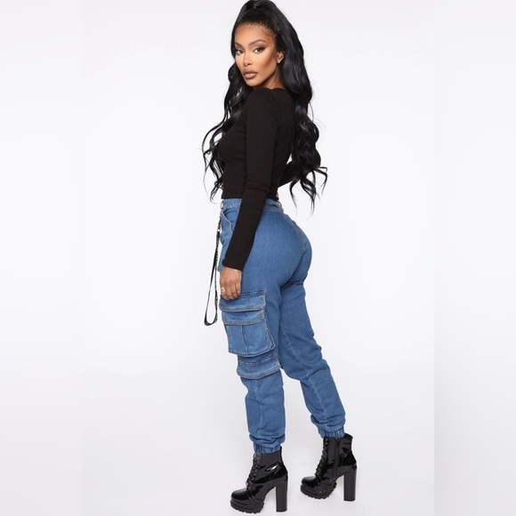 Fashion Nova good vibes always denim joggers - blue - Picture 4 of 5
